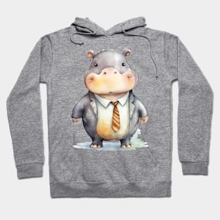 Hippopotamus Wearing a Tie Hoodie